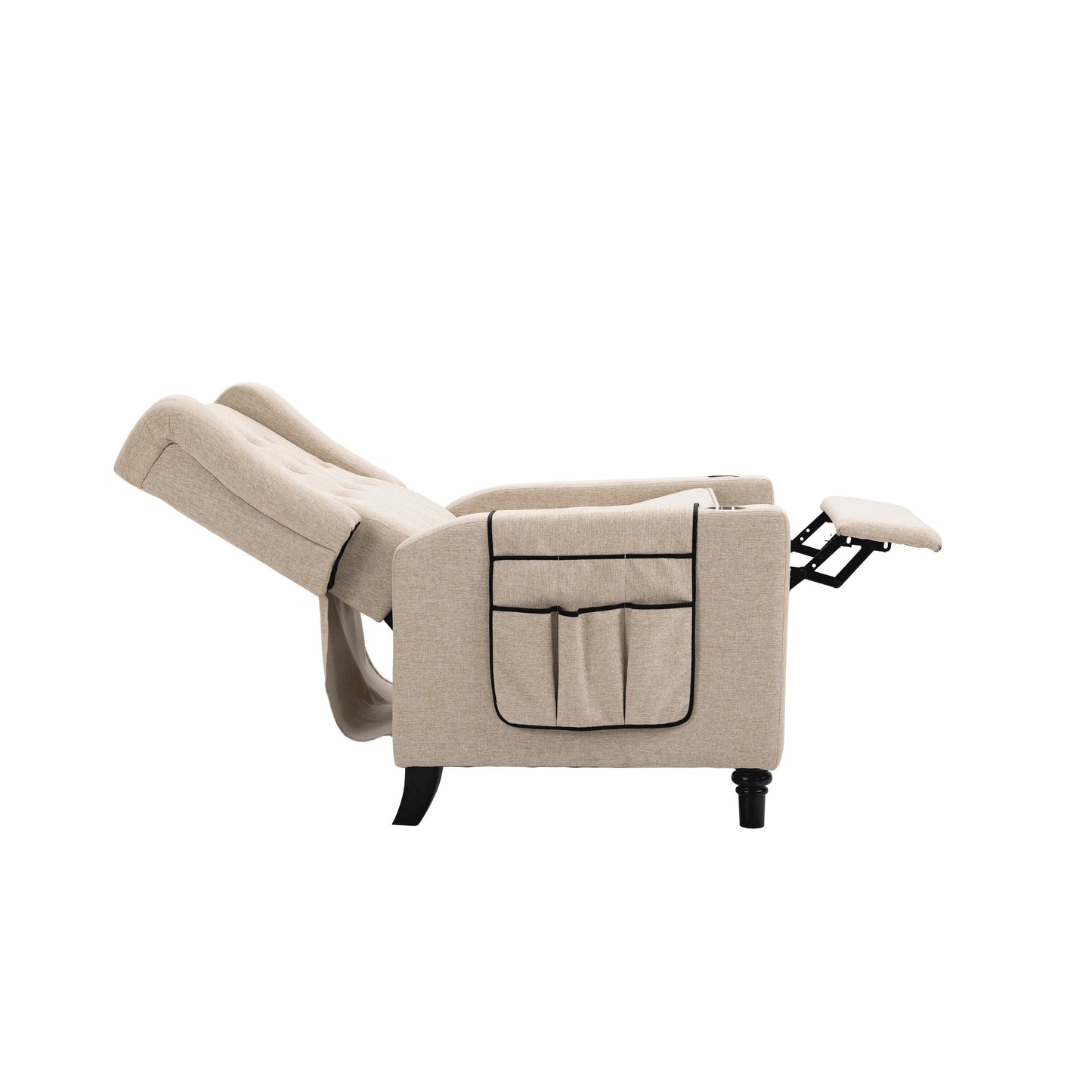 Poltrona reclinabile manuale moderna con schienale a spinta, poltrona da home theater con schienale ad ala, vibrazione e calore