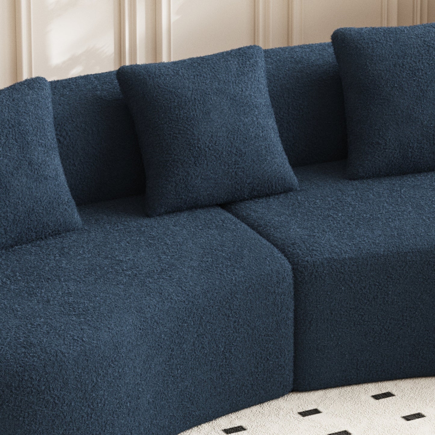 Divano moderno in velluto a 5 posti per soggiorno e camera da letto, uffici e appartamenti