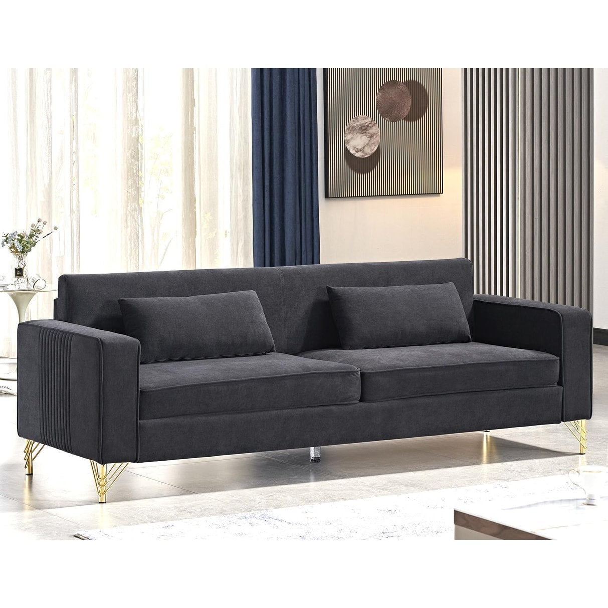 Divano moderno per soggiorno rivestito in velluto
