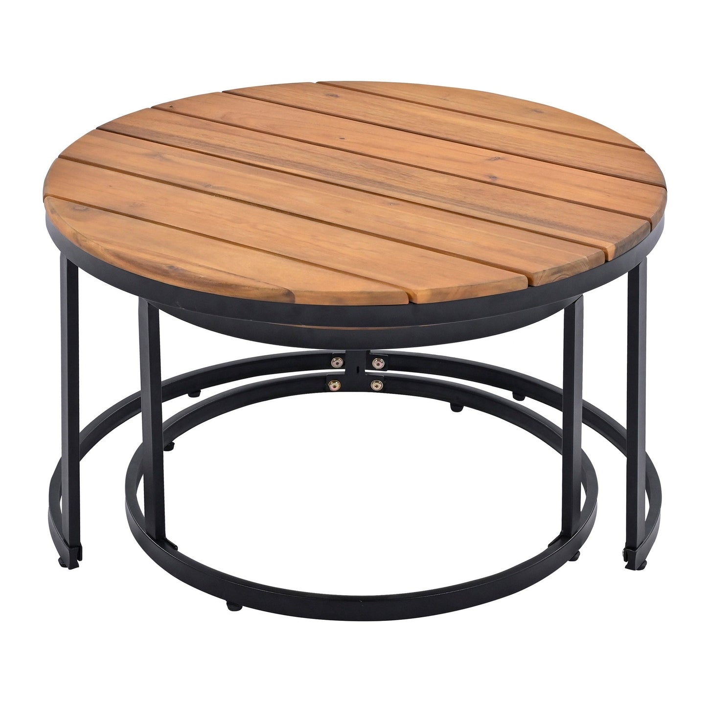 Set di divani componibili da esterno Nestfair da 6 pezzi con tavolini rotondi impilabili e cuscini