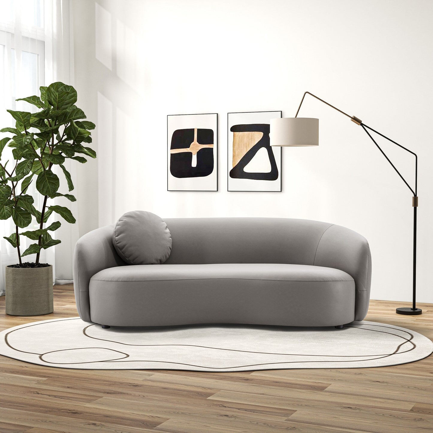 Divano in pelle curvy in stile giapponese moderno Nova Mid Century