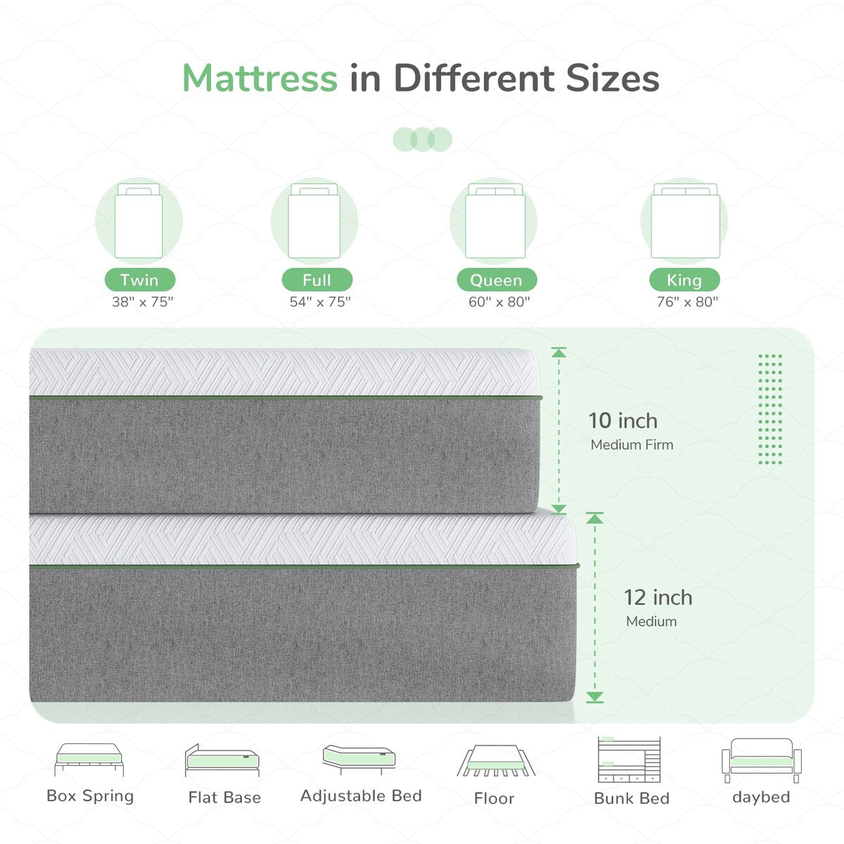 Materasso in memory foam Novilla da 12 pollici in gel, in una scatola