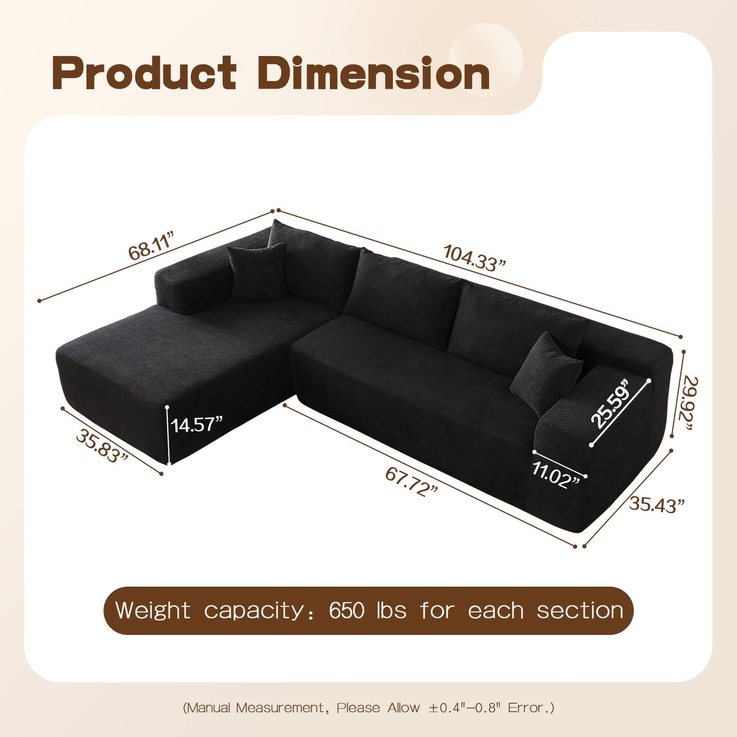 Divano chaise longue OVIOS Pit Stripes senza montaggio richiesto