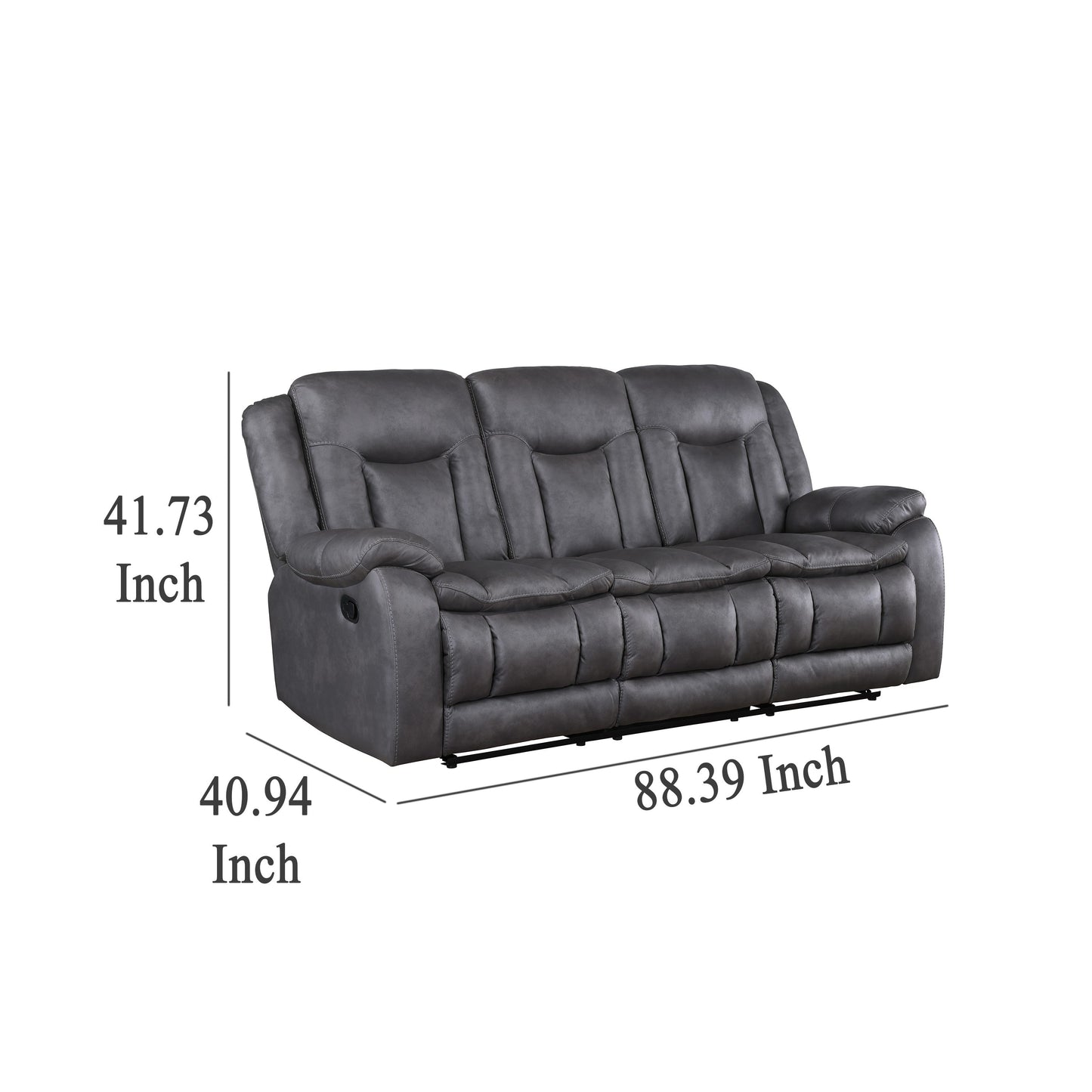 Divano reclinabile manuale Olaf Dual, in similpelle grigio scuro, 88 pollici