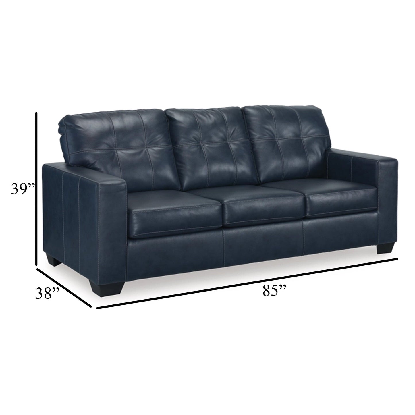 Divano letto matrimoniale Orion, 85 pollici, blu oceano, in vera e similpelle