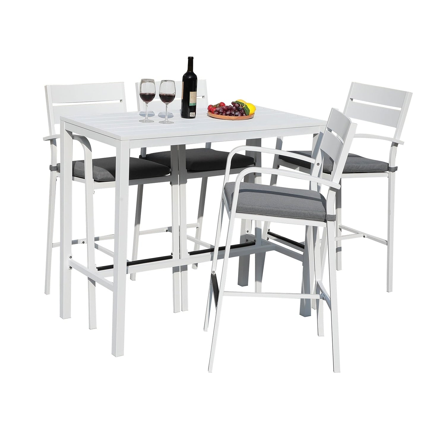 Set da bar in alluminio per patio da 5 pezzi, set da pranzo per esterni