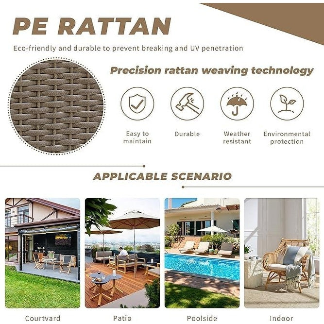 Set da esterno: 3 sedie girevoli e a dondolo da giardino con tavolino laterale