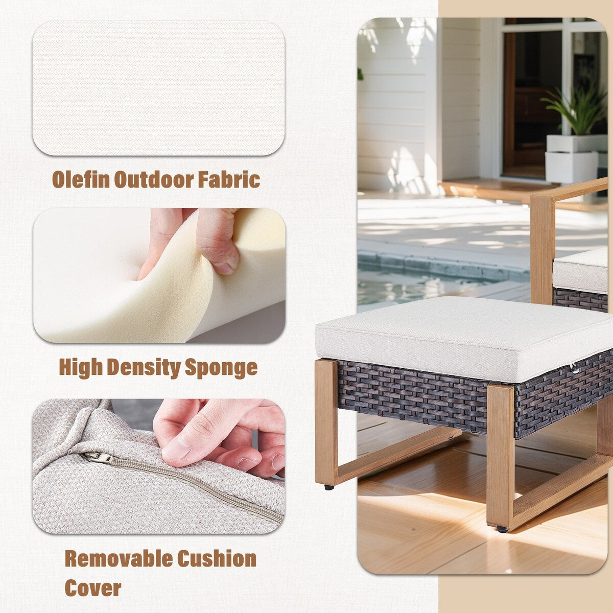 Set di divani girevoli per esterni Gymojoy, sedie e pouf - Marrone