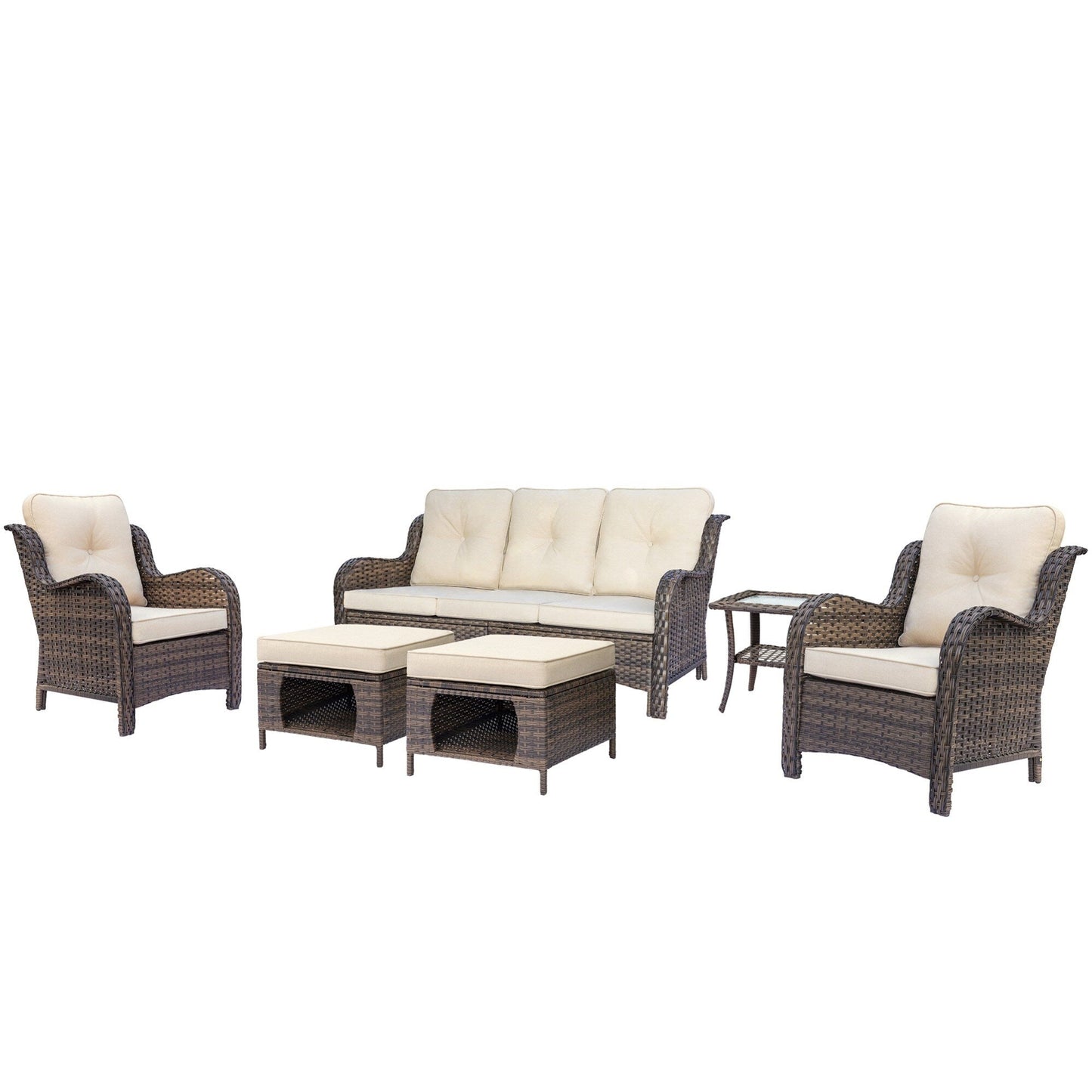 Set di mobili da esterno per patio - Set di mobili da esterno in rattan con cuscino