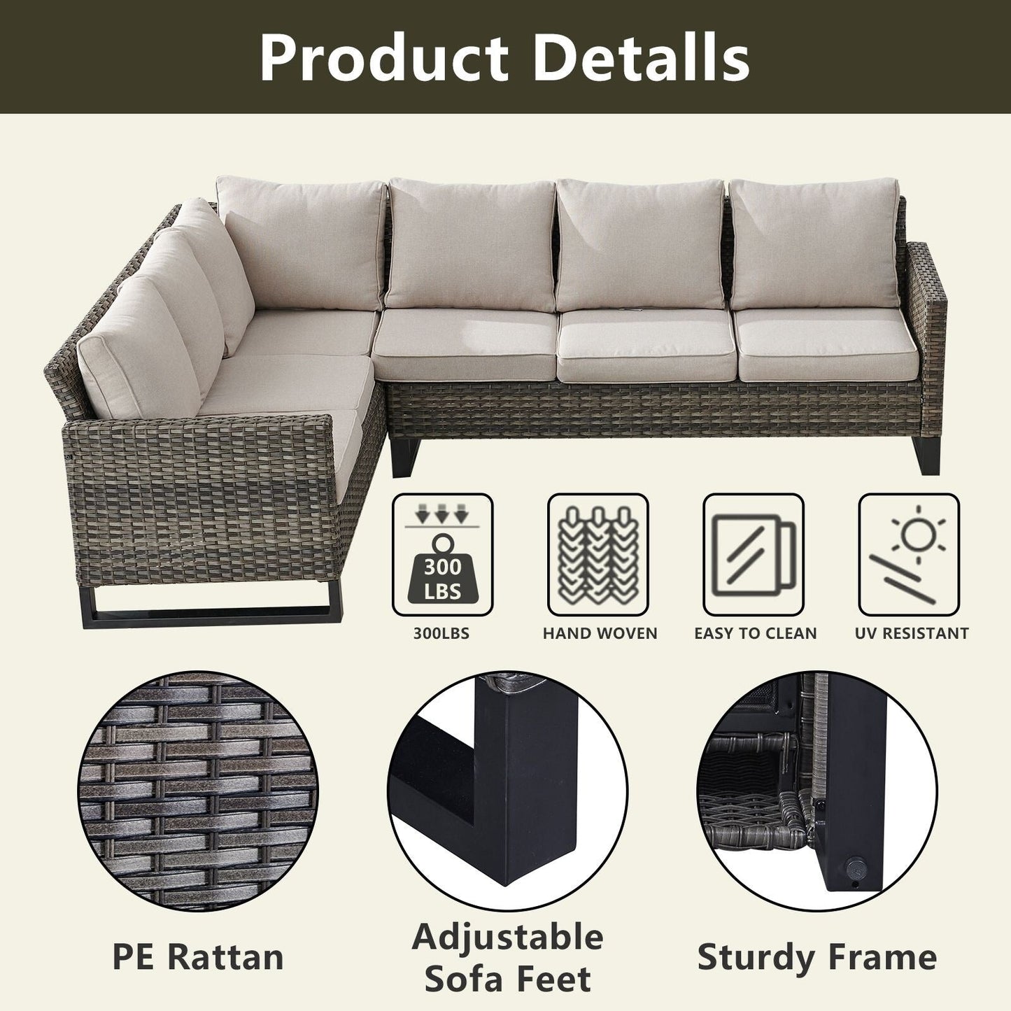 Divano componibile in vimini per esterni con tavolo con braciere