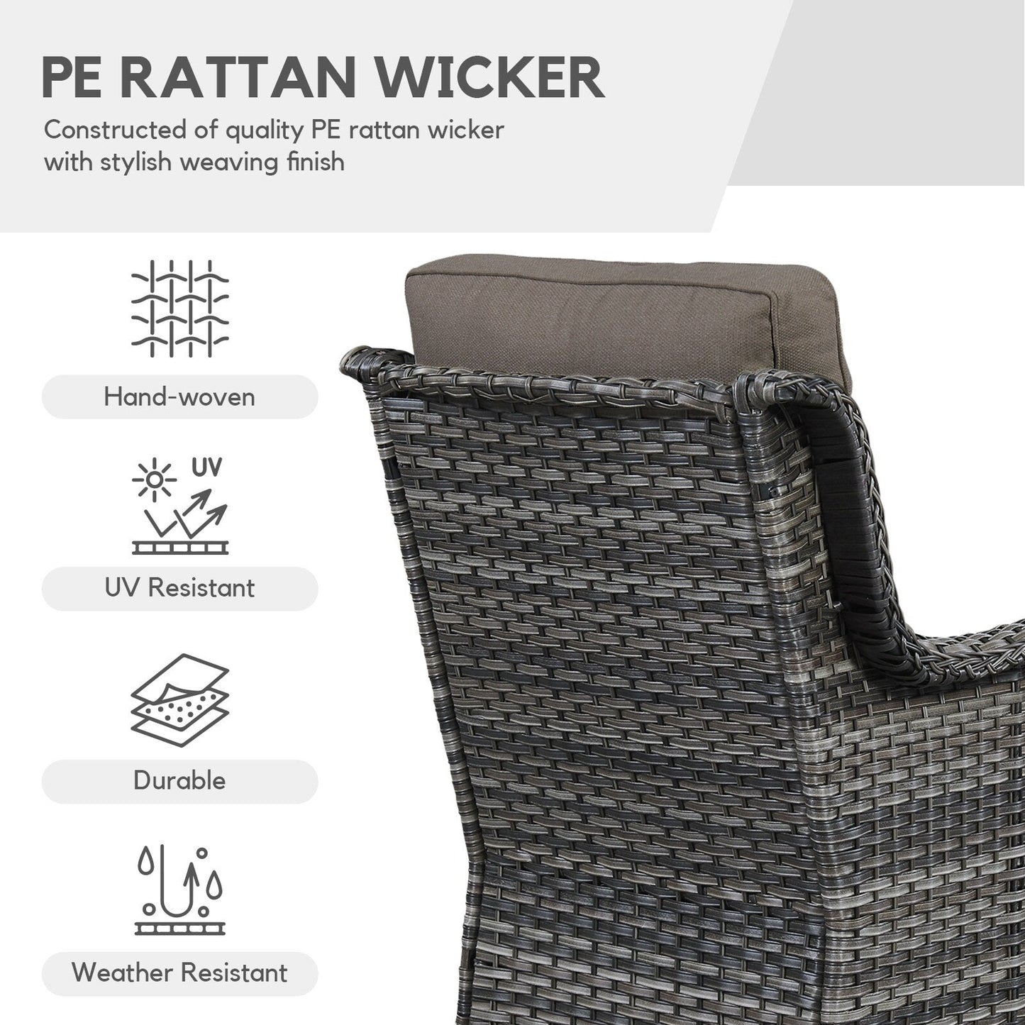 Divano da esterno in vimini a 3 posti Gymojoy con tavolo girevole per braciere