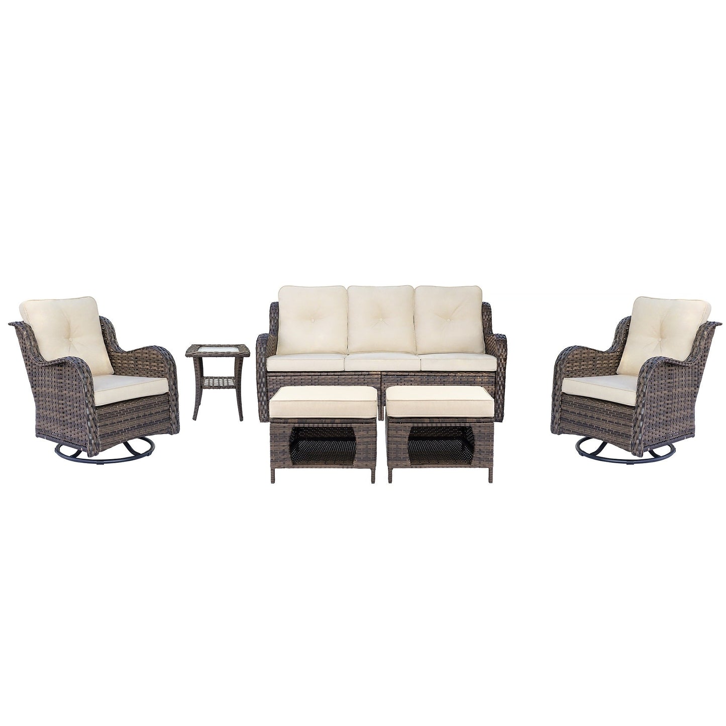 Set di mobili da giardino per esterni - Set di sedie girevoli da conversazione in vimini per patio