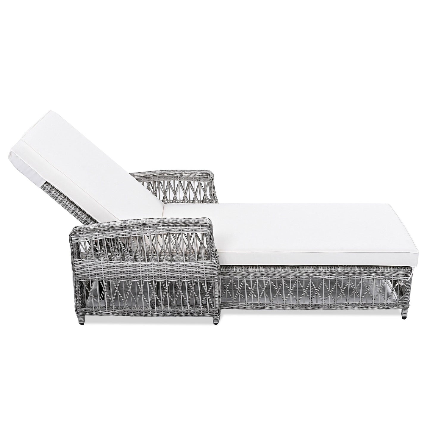 Lettino da piscina regolabile reclinabile in vimini per esterni con cuscino