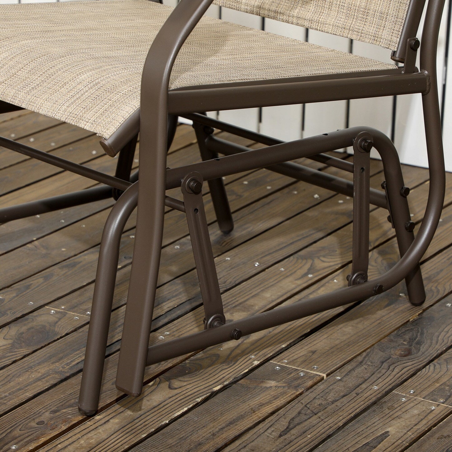 Outsunny, set da bistrot con sedia a dondolo da esterno, 3 pezzi, con tavolino da caffè, 2 sedie a dondolo da patio con tessuto traspirante