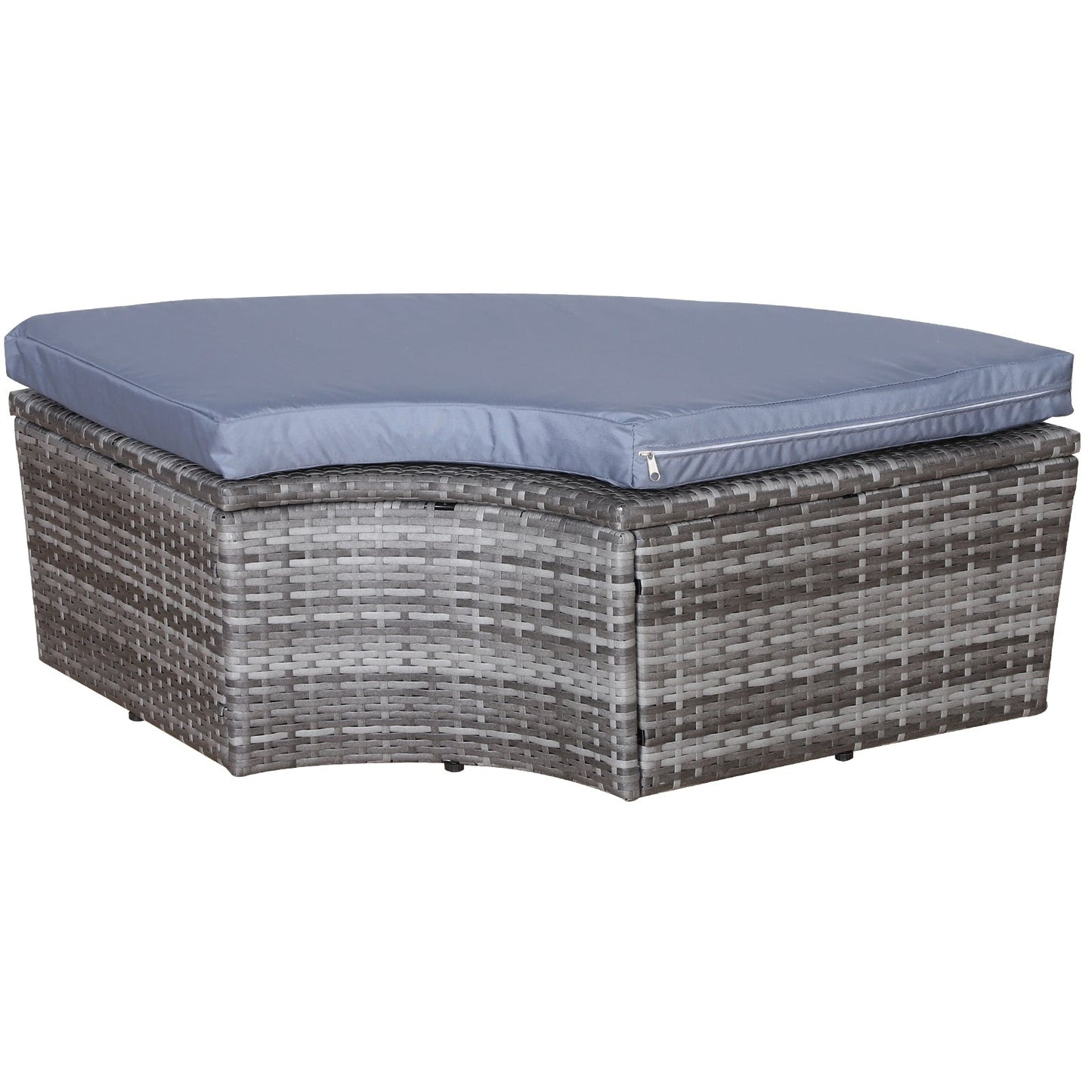 Set di 4 lettini prendisole rotondi in vimini e rattan con cuscini per esterni Outsunny o divano da conversazione con tettuccio parasole