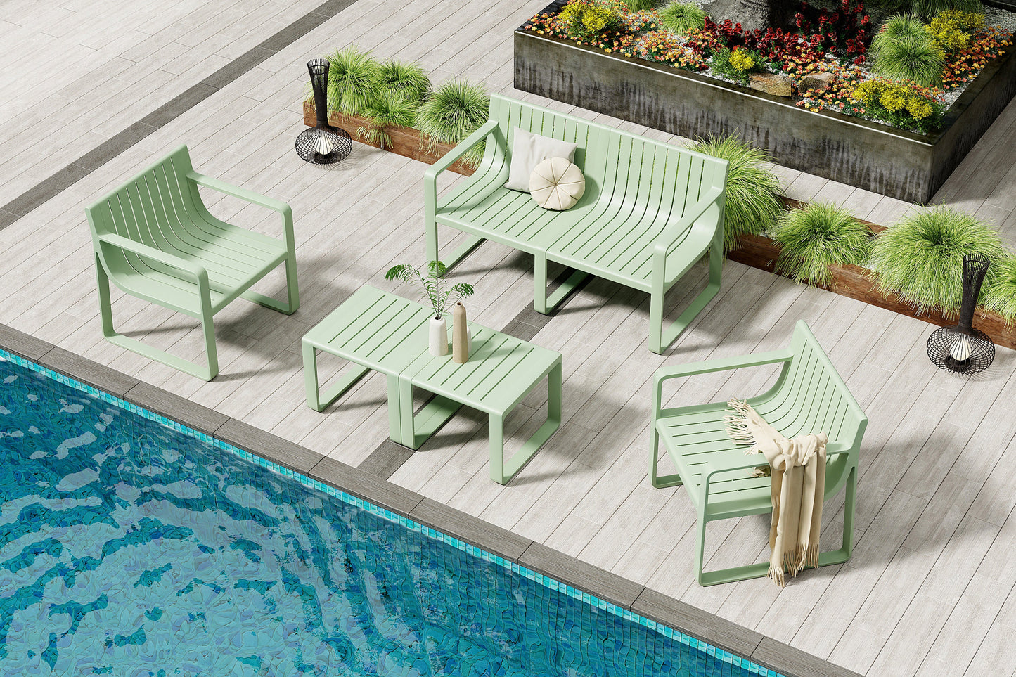 Ajobi - Set 1/5 da esterno In Pp Verde Salvia