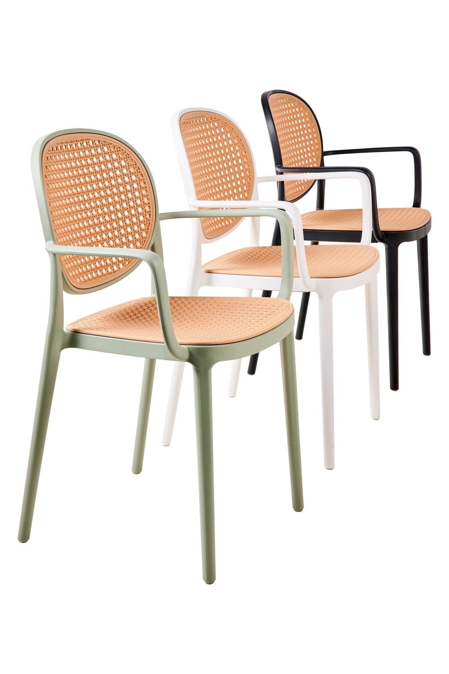 Lionel - Sedia con braccioli e rattan in PP