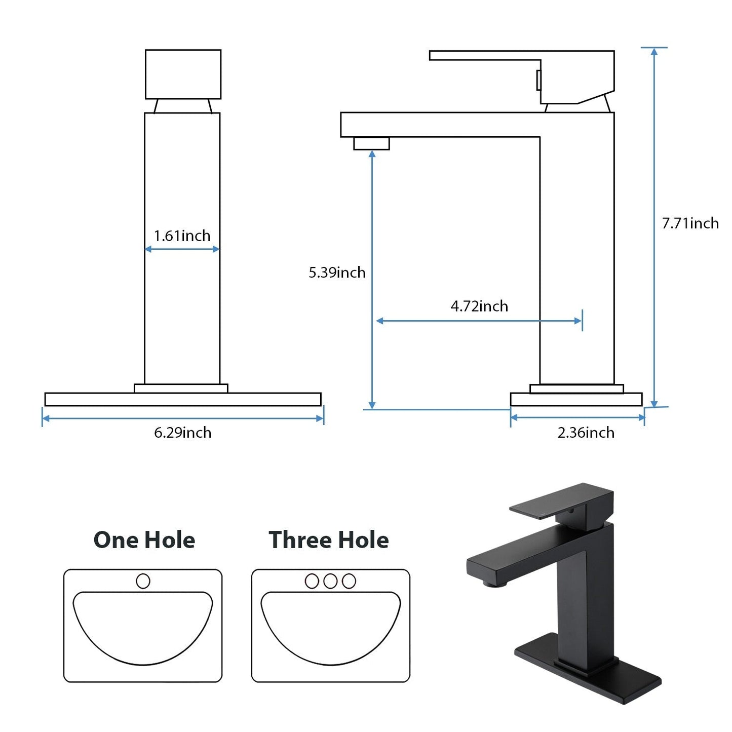 Rubinetto singolo per lavabo da bagno PROOX con gruppo di scarico