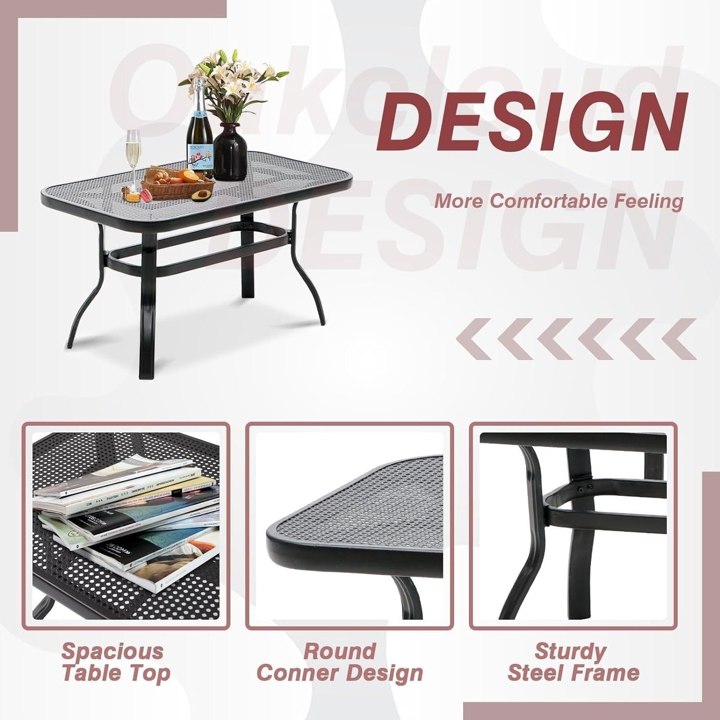 Set da conversazione per esterni in metallo da 4 pezzi con divano a due posti