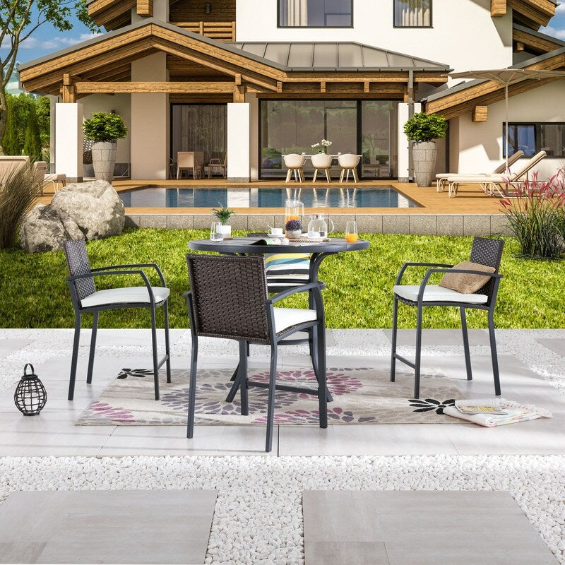 Patio Festival Set da pranzo per esterni da 4 persone, altezza bar rotondo da 45,3''