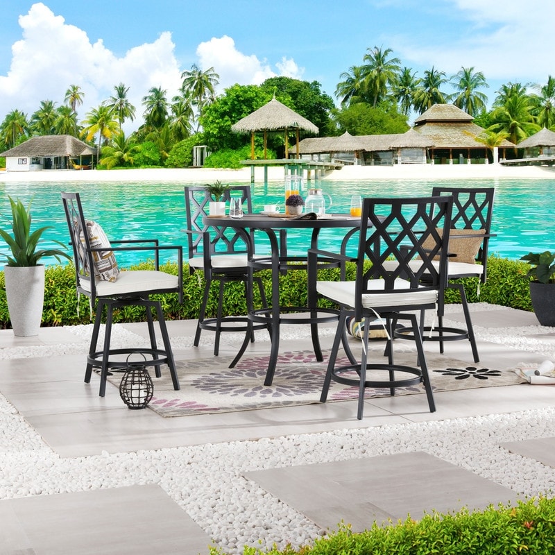 Patio Festival Set da pranzo per esterni da 4 persone, altezza bar rotondo 45,3''