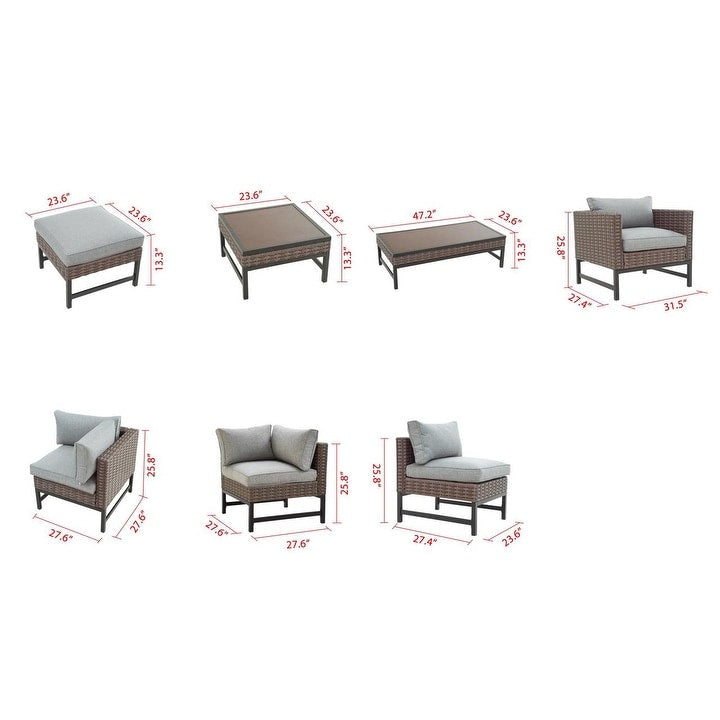 Patio Festival - Set da conversazione per esterni ad angolo retto da 7 pezzi