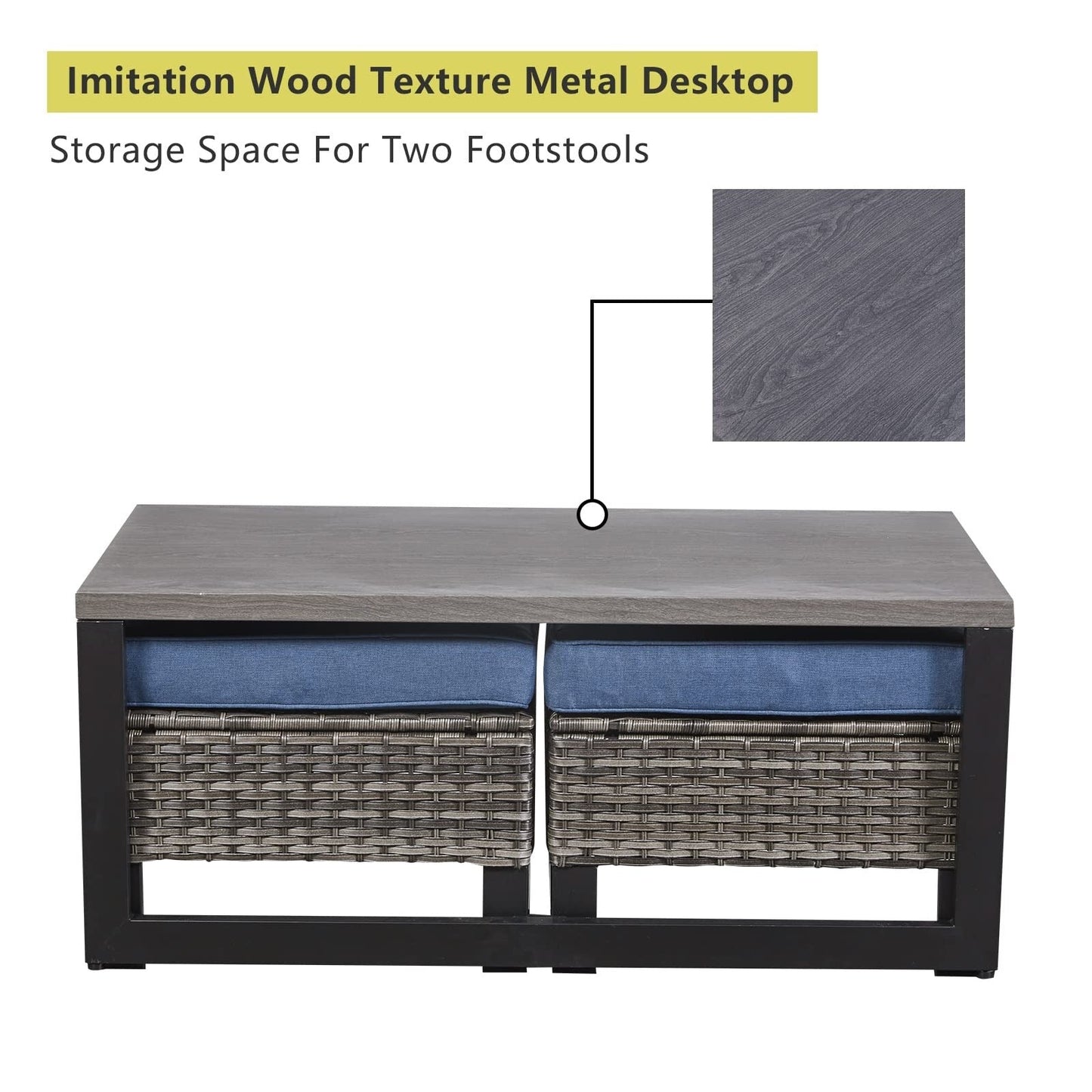 Set di 6 divani da esterno con sedia e pouf