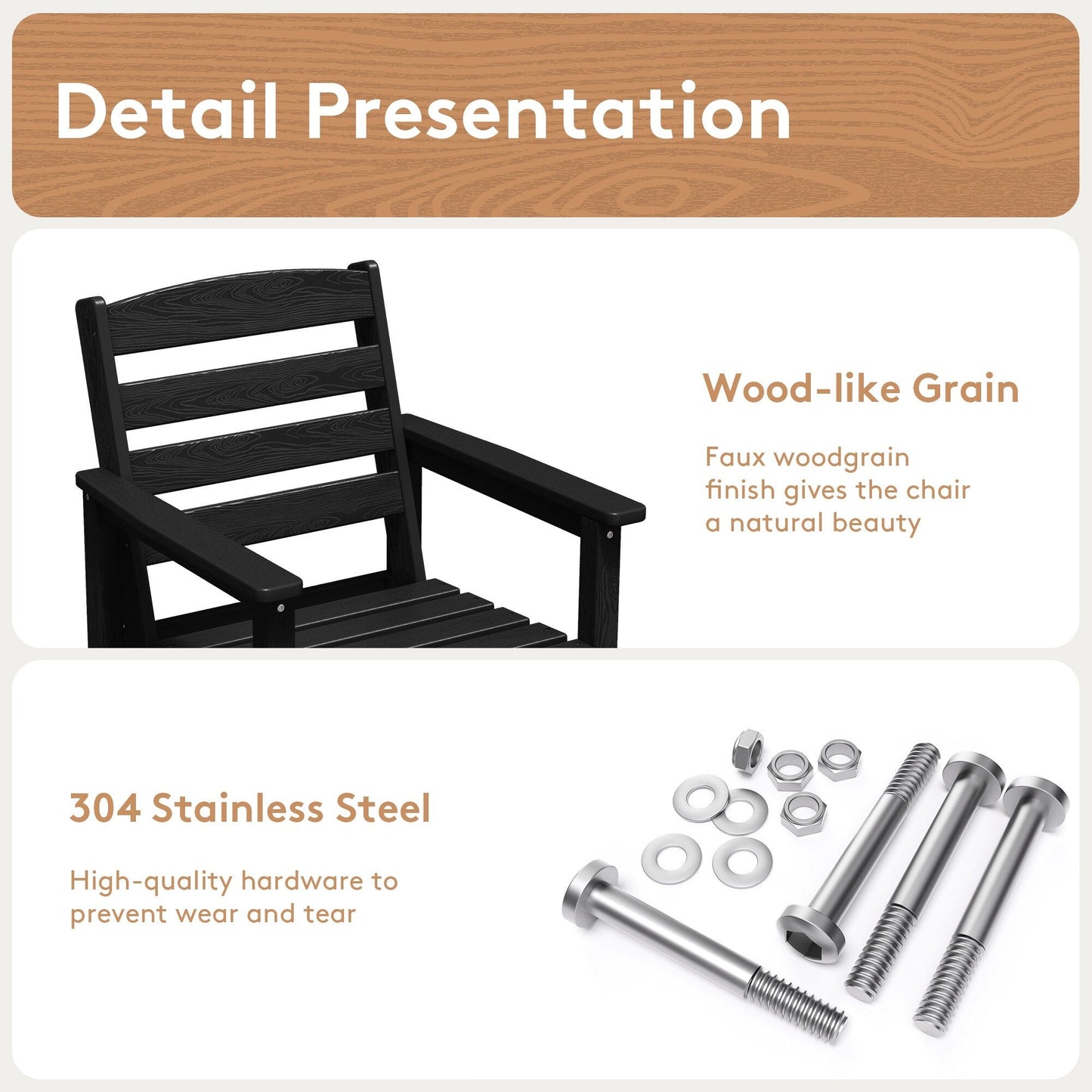 Set di 5 sedie Adirondack alte in plastica per conversazione in giardino