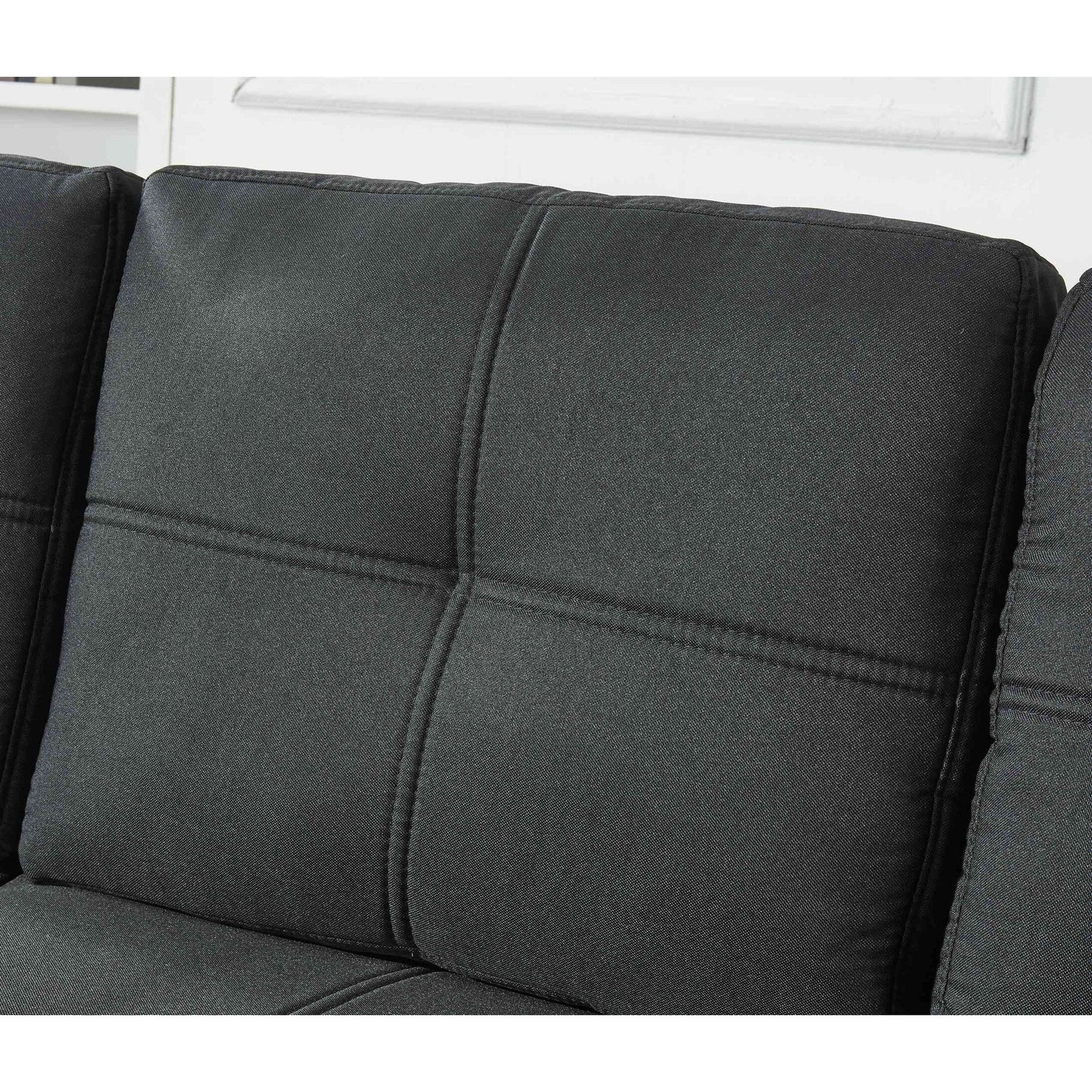 Divano componibile in lino, chaise longue reversibile con letto estraibile