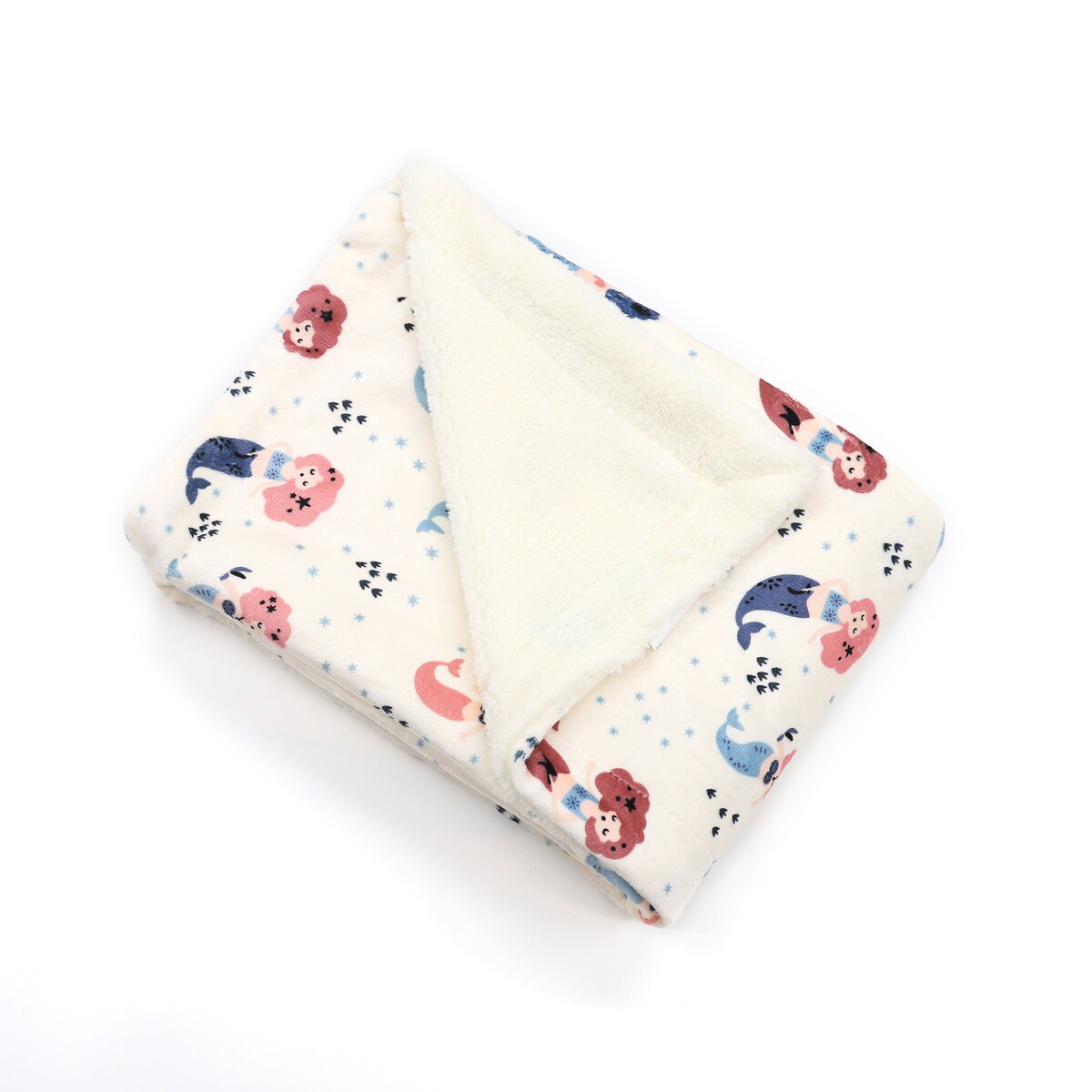 Coperta per bambini in pile di flanella morbida stampata Sherpa, 40 x 50 pollici, sirena rosa con base bianca