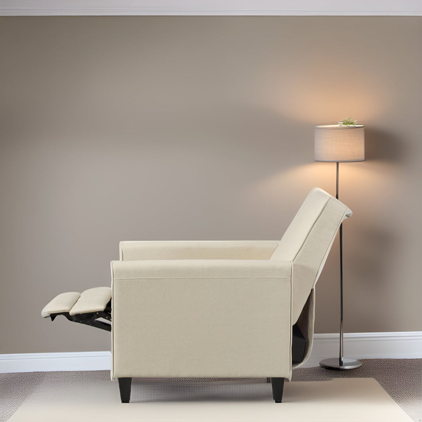 Poltrona reclinabile Pushback Home Theater - Poltrona reclinabile compatta con braccioli e poggiapiedi regolabile, ideale per piccoli spazi