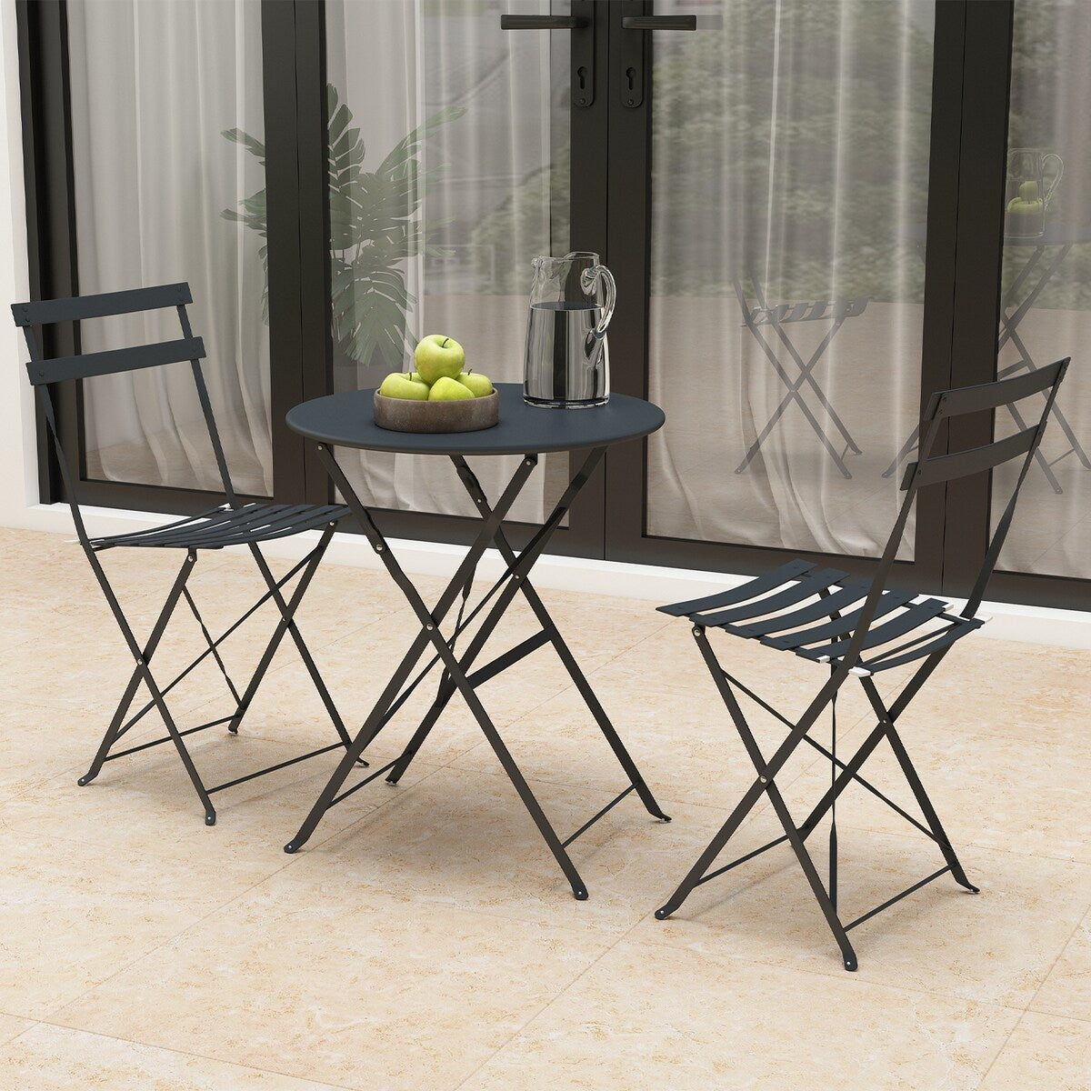 Set da bistrot pieghevole in acciaio da 3 pezzi Pyramid Home Decor