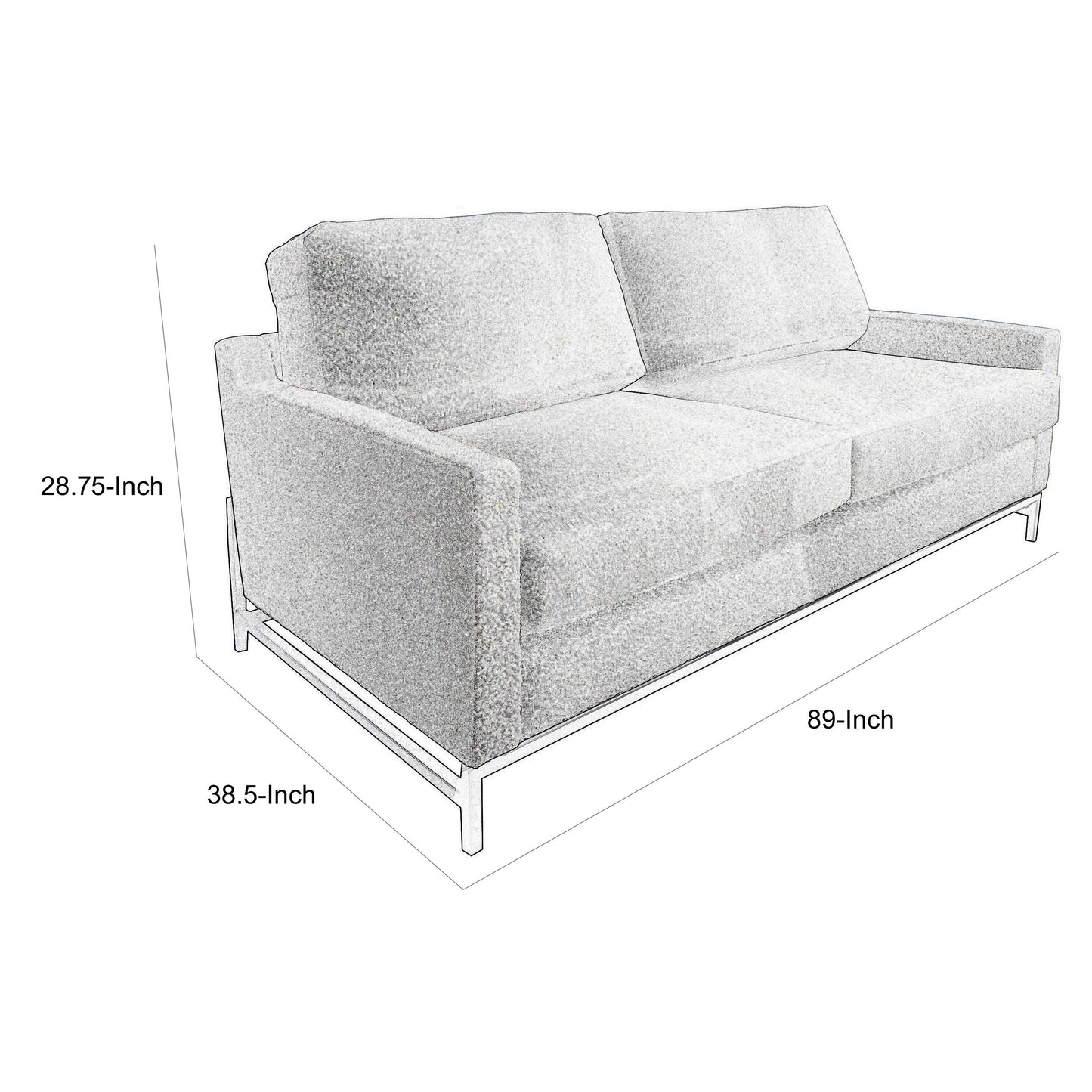 Divano Raed, 2 cuscini lombari, 89 pollici, legno massello, nero, poliestere avorio