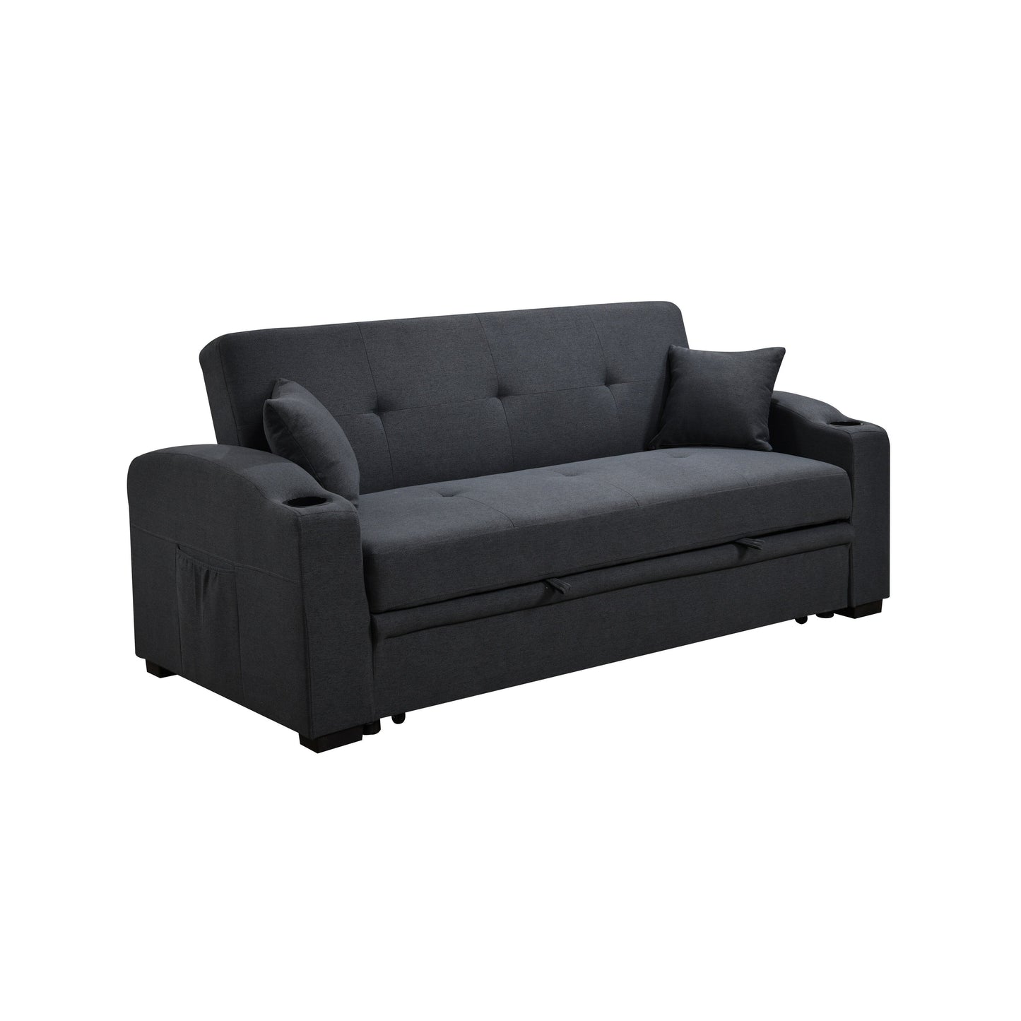 Divano moderno convertibile 3 in 1 Roomfitters da 75 pollici con comodo letto estraibile, schienale reclinabile, portabicchieri, cuscini