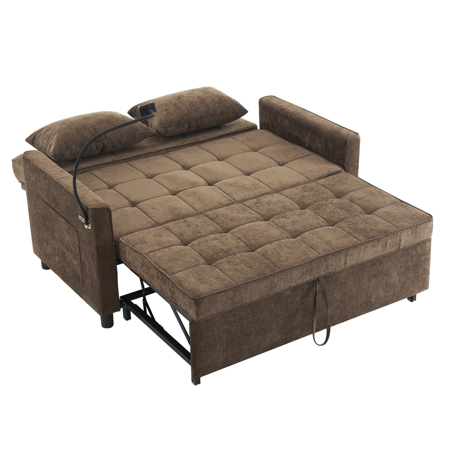 Divano letto estraibile Roomfitters Loveseat con cuscino schienale reversibile, tasche laterali, porte USB e porta telefono
