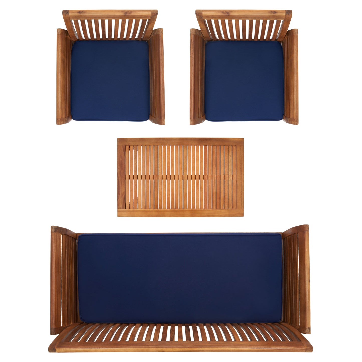 Set da giardino per conversazione SAFAVIEH Carson in legno massello di acacia, 4 pezzi - 50L x 24P x 30A