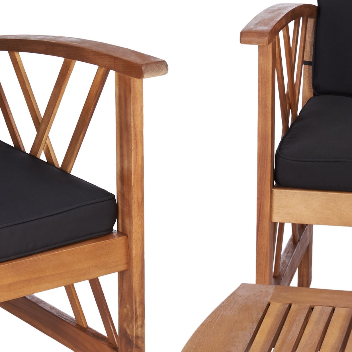 SAFAVIEH Fontana, set da esterno per conversazione in legno massello di acacia, 4 pezzi - 47L x 26P x 33A