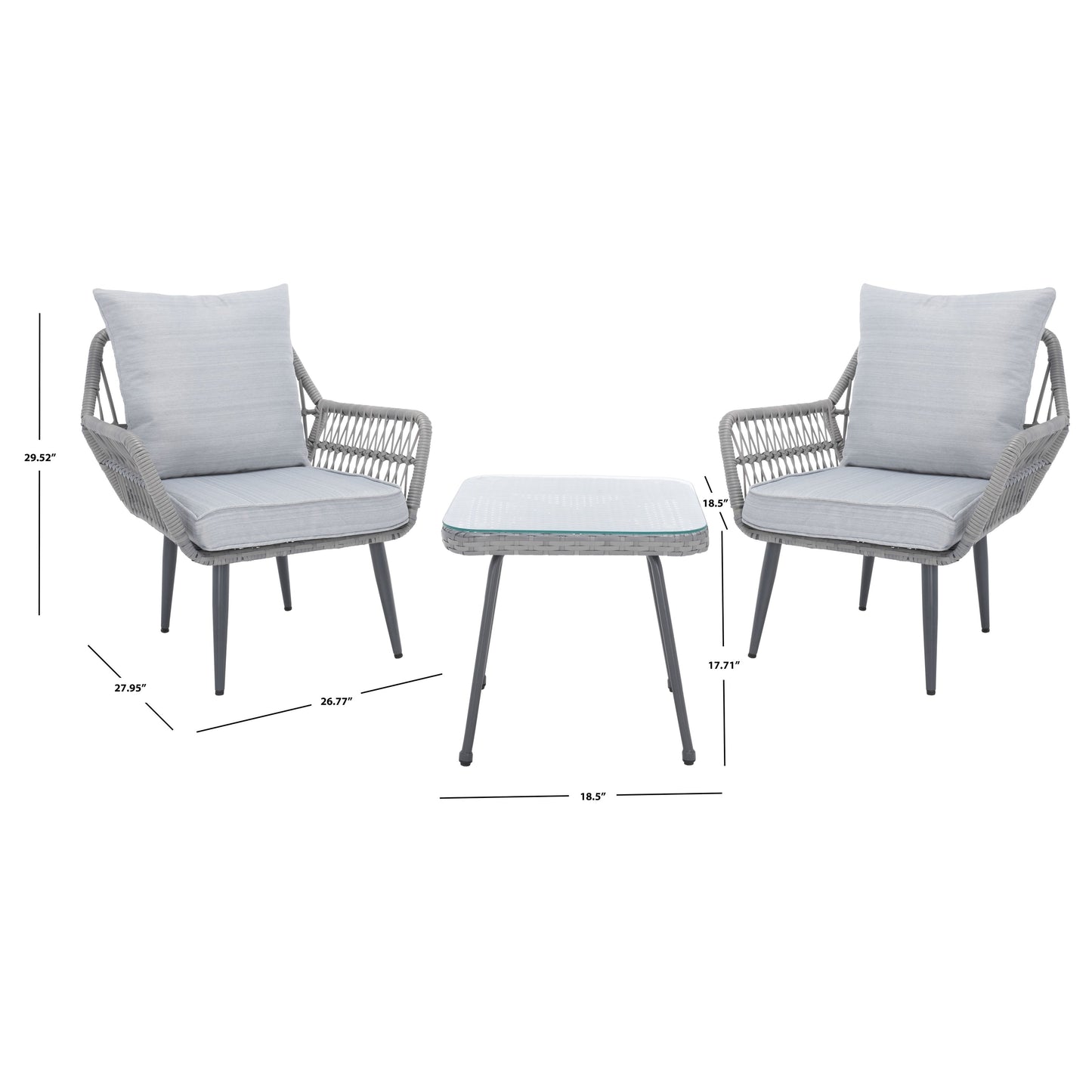 Set da salotto SAFAVIEH Londyn 3 pezzi - 27L x 28P x 30A