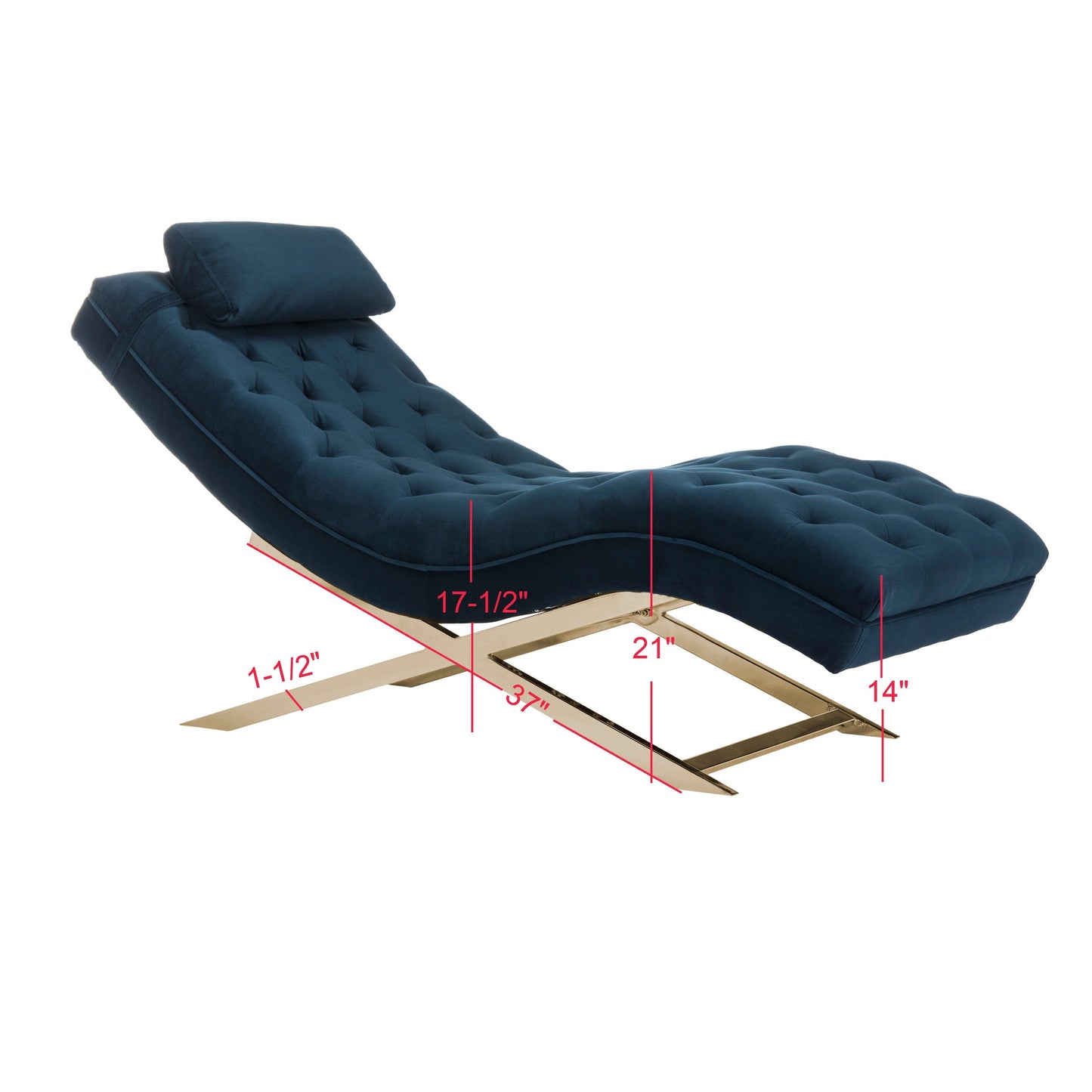 Chaise longue SAFAVIEH Monroe blu navy/oro con cuscino rotondo - 65' x 23' x 33'