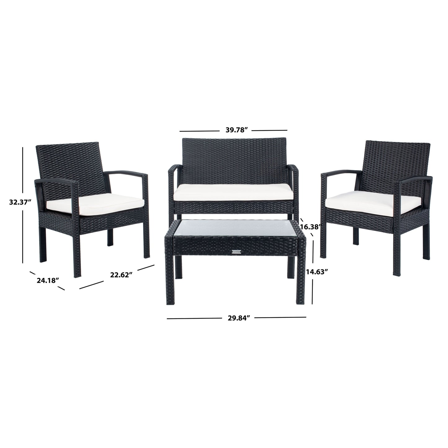 Set da conversazione per patio Bassey da esterno SAFAVIEH, 4 pezzi - 40L x 24P x 32A