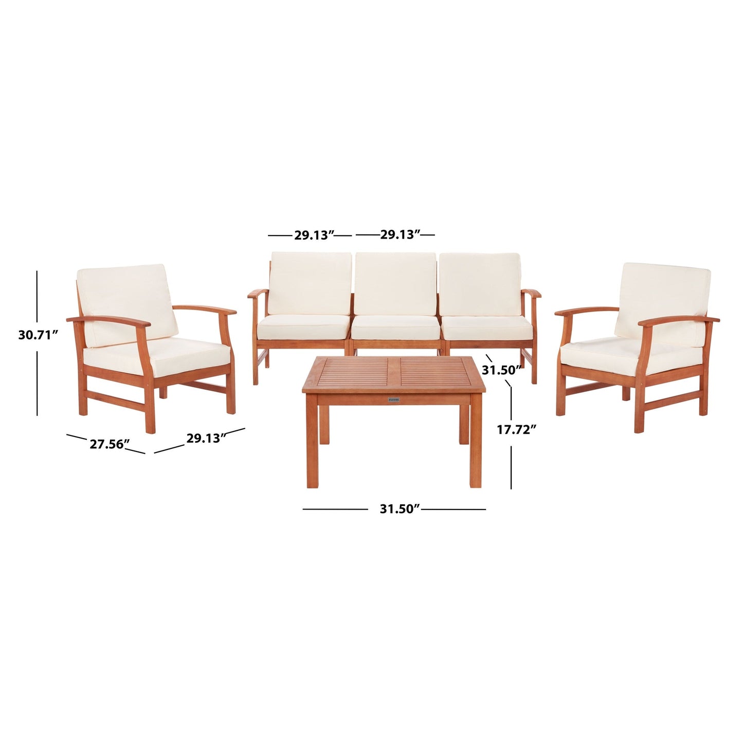 Set da patio SAFAVIEH Outdoor Edit da 4 pezzi - 32Lx32Px18A