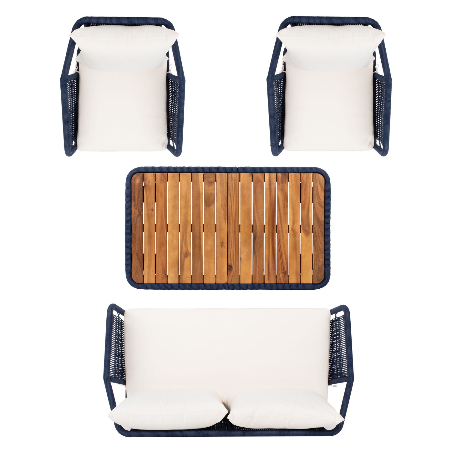 Set da giardino SAFAVIEH Jaliyah in corda grigia, 4 pezzi - 39Lx24Px15A