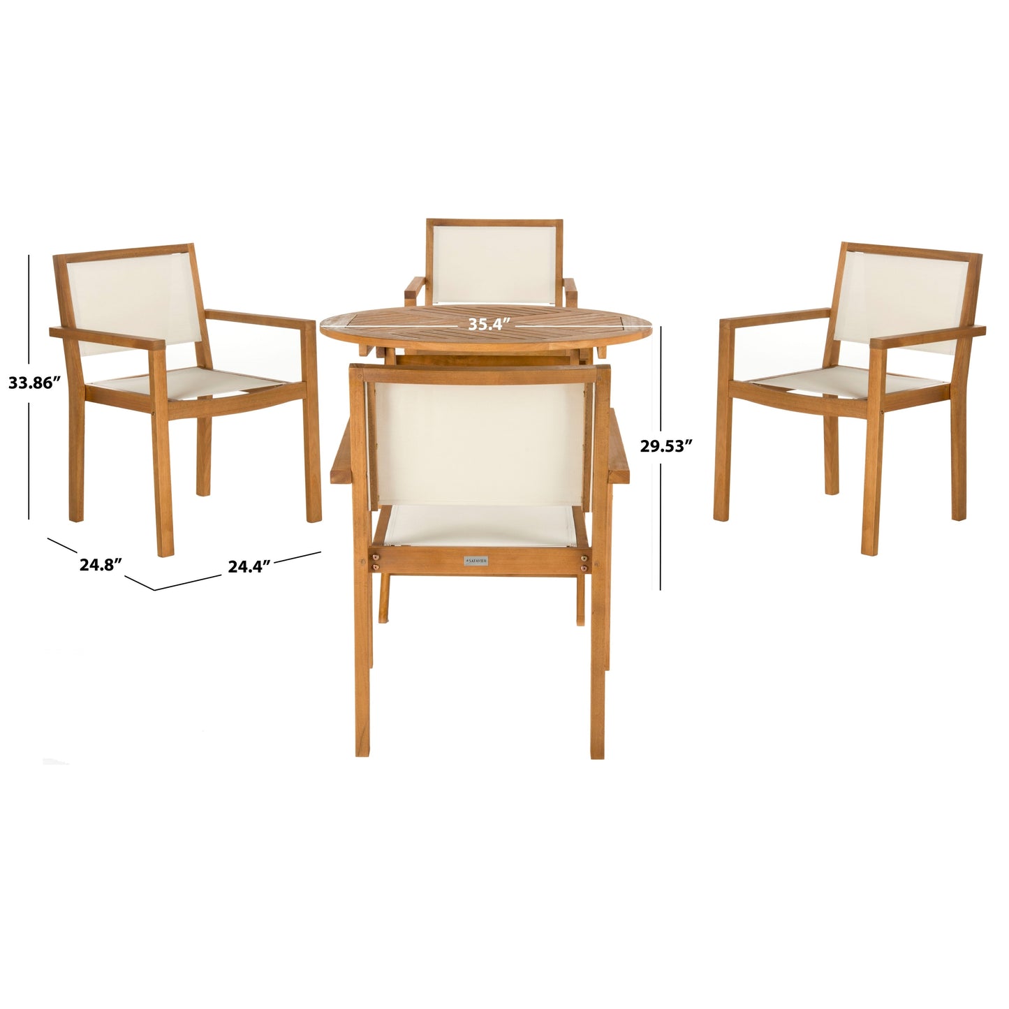 Set da pranzo rotondo da esterno SAFAVIEH Jaylynn da 5 pezzi - 35Lx35Px30A