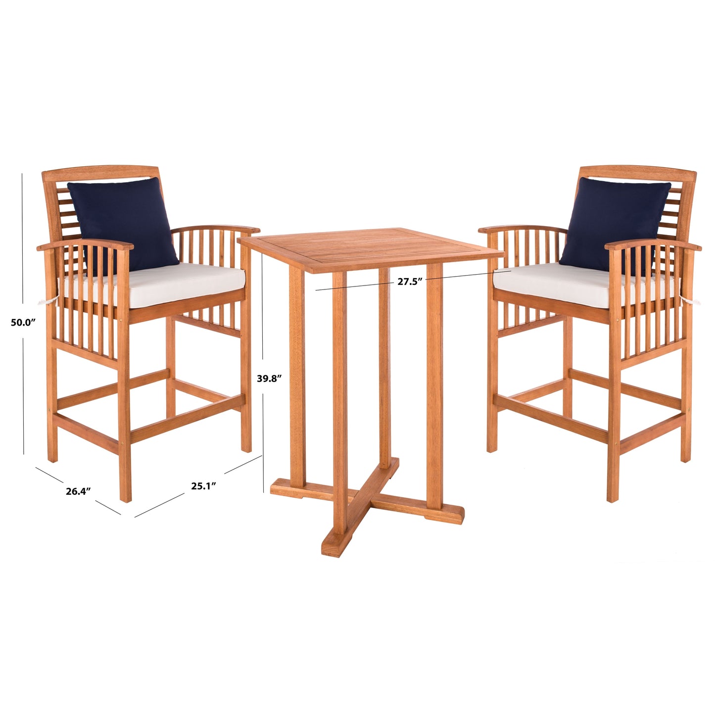 Set da bistrot SAFAVIEH Outdoor Living Pate, 3 pezzi, altezza bar - 25L x 26P x 50A