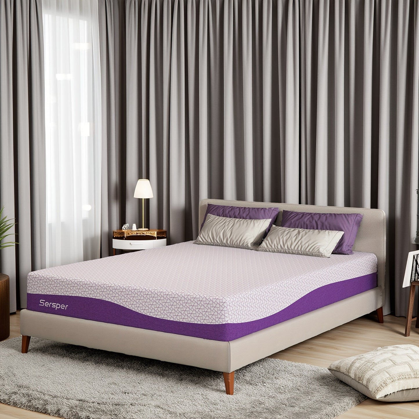 Materasso in memory foam con infusione di gel Sersper da 10 pollici, adatto per letti regolabili