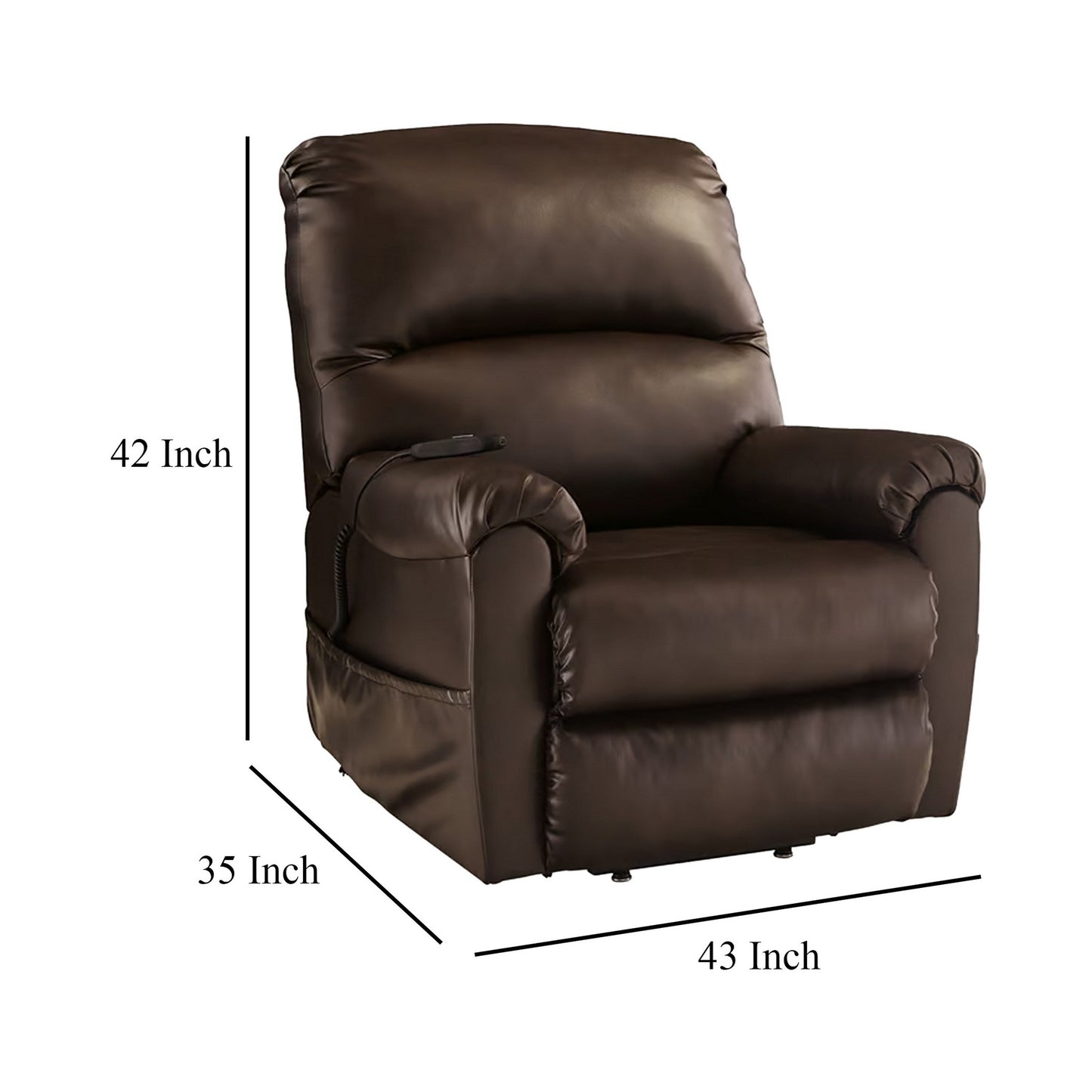 Poltrona reclinabile Shadow Power Lift, in similpelle color cioccolato intenso