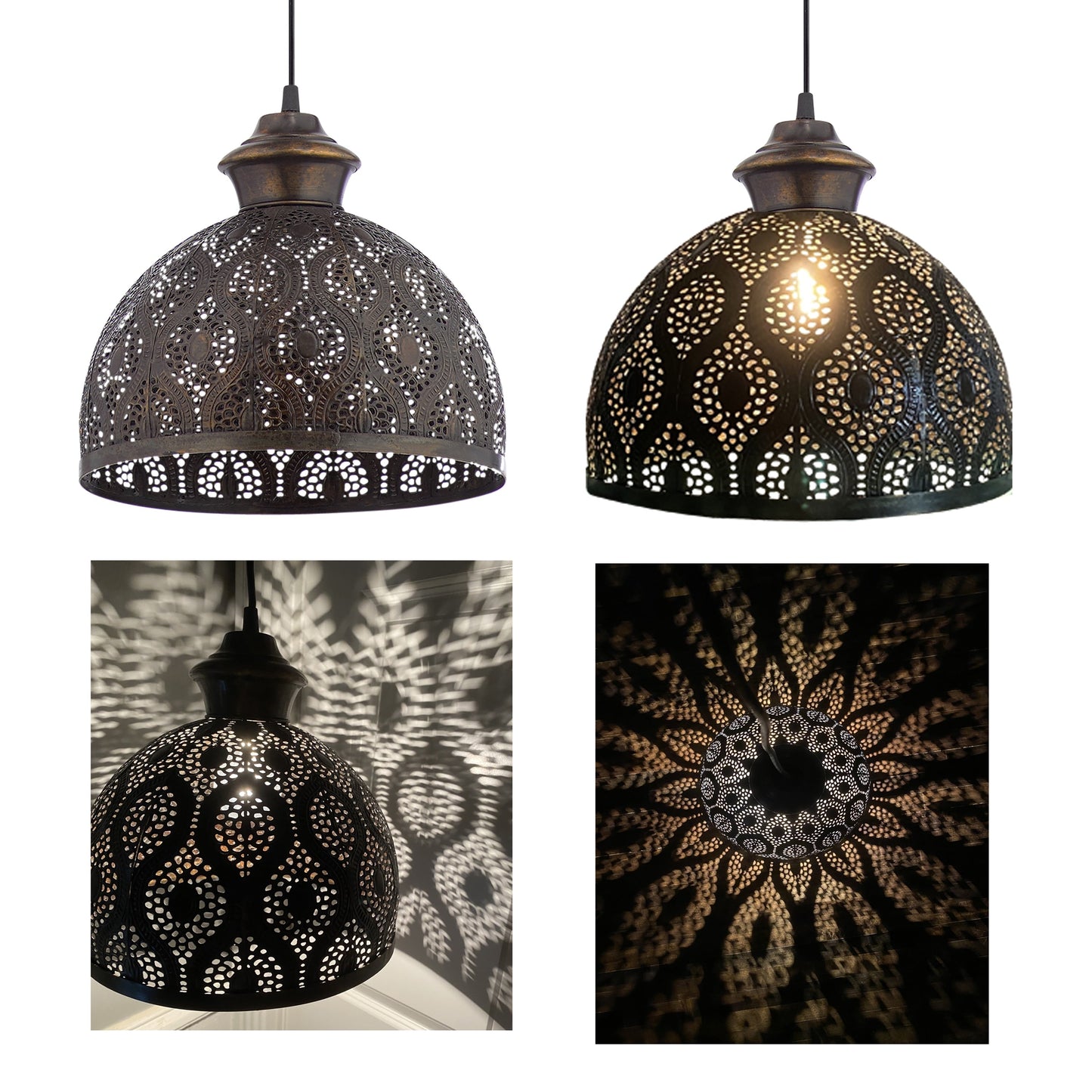 Lampada a sospensione con paralume in metallo bronzo antico Sigrid River of Goods - 11 x 11 x 11,25/70,25