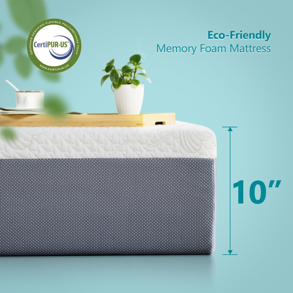 Materasso in memory foam Comfort Gel Sleeplanner da 10 pollici, grigio