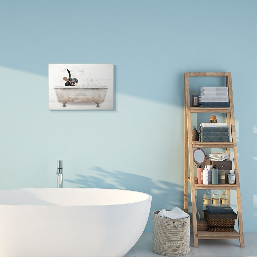 Stupell - Decorazione murale in legno con Labrador felice in un bagno di schiuma rustico - Multicolore
