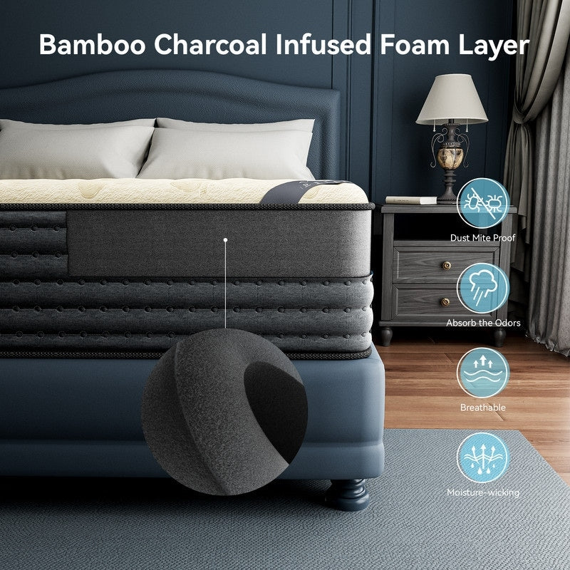 Materasso ibrido reversibile di lusso SweDrea da 12 pollici - Comfort estivo e invernale su entrambi i lati con sicurezza certificata